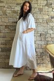 Rustic Nature Linen Blend Smock T Shirt Dress White